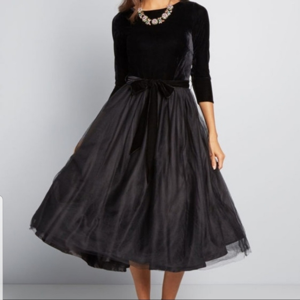 Collectif X modcloth black velvet midi